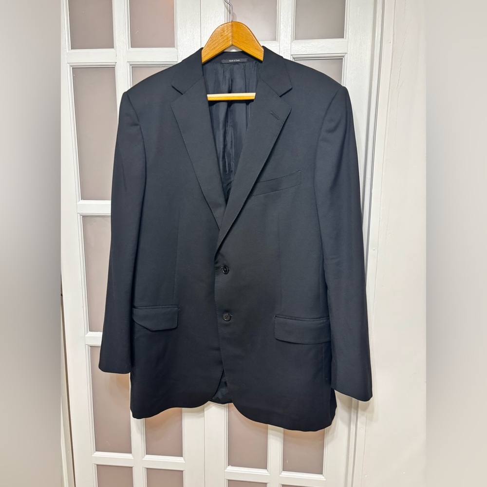 Ermenegildo Zegna Wool Blazer 56R 46R Black Classic Fit Italy